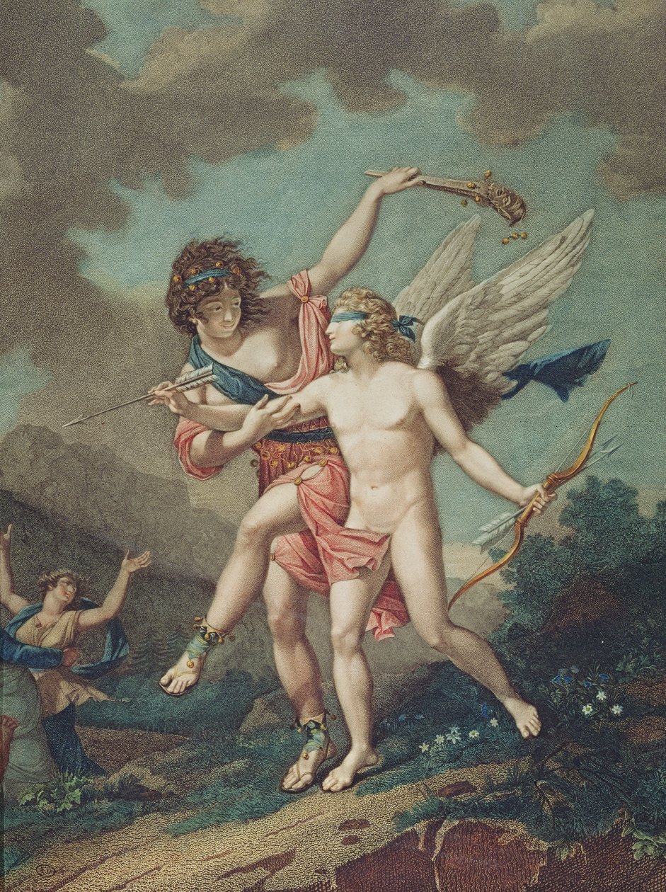 Eros prowadzony przez Szaleństwo, ryty przez Godefroy autorstwa French School