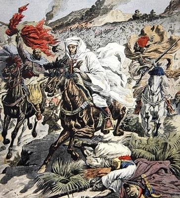 Ucieczka Sultana Abd Al-Aziza z Maroka, ilustracja na okładce z Le Petit Journal, 6 września 1908 autorstwa French School