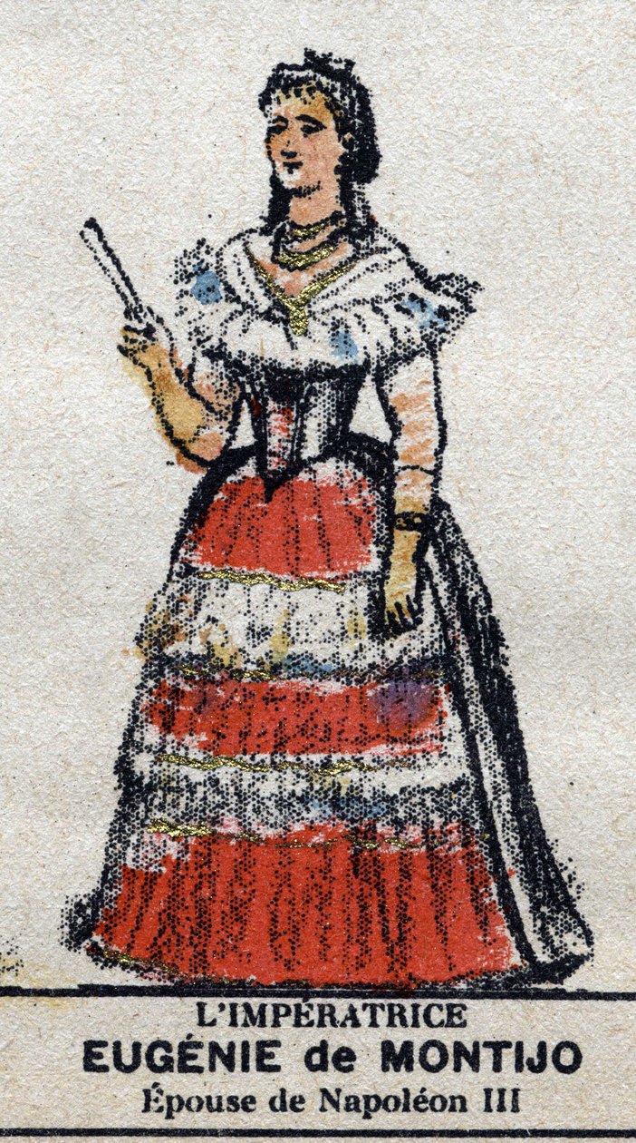 Eugenia (1826-1920), Imperatorka Francuzów (Eugenia Maria de Montijo de Guzman, hrabina Teby, żona Napoleona III). W „” Galeriede Kings and Queens of France i znamienitych postaciach od 1643 do 1895””” Obraz epinal. autorstwa French School