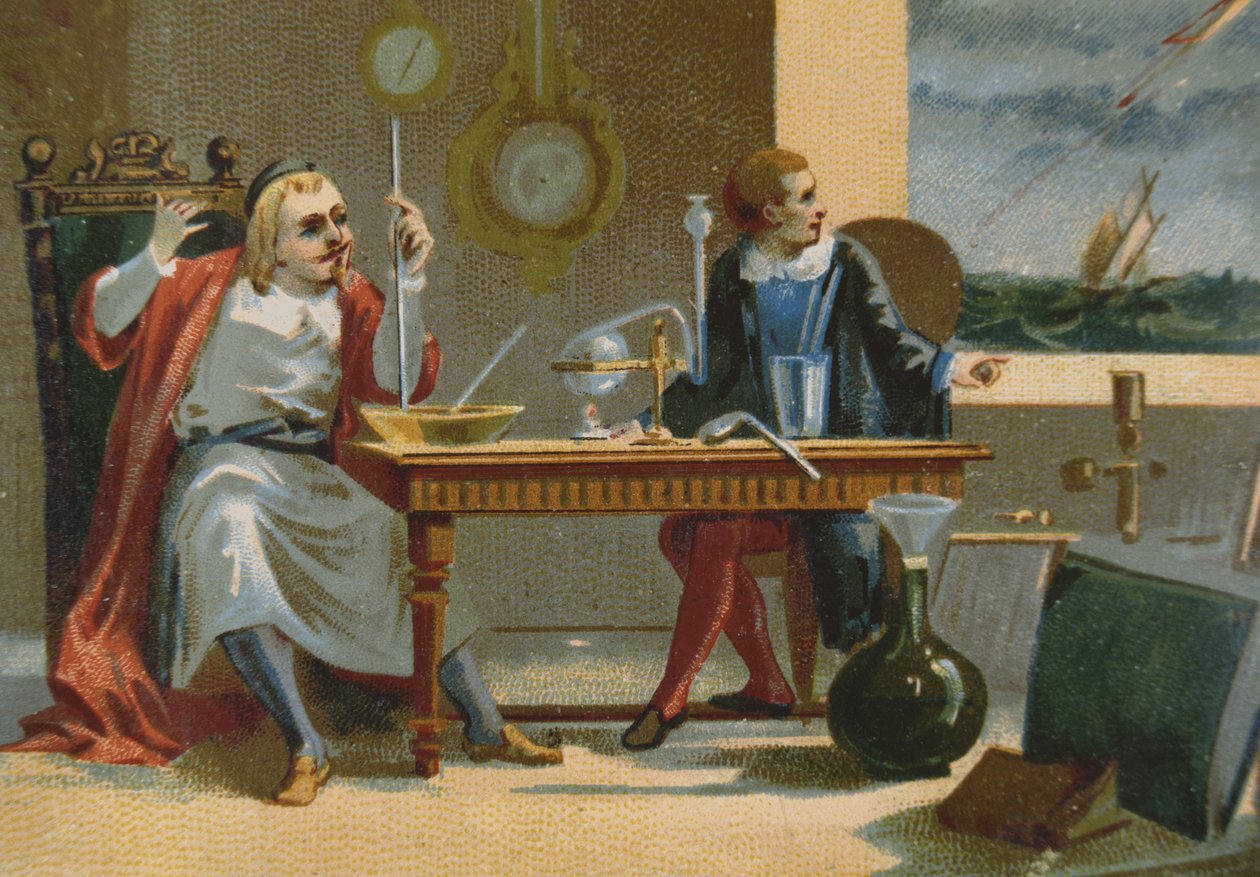 Evangelista Torricelli (1608-47), wynalazca barometru termometru autorstwa French School