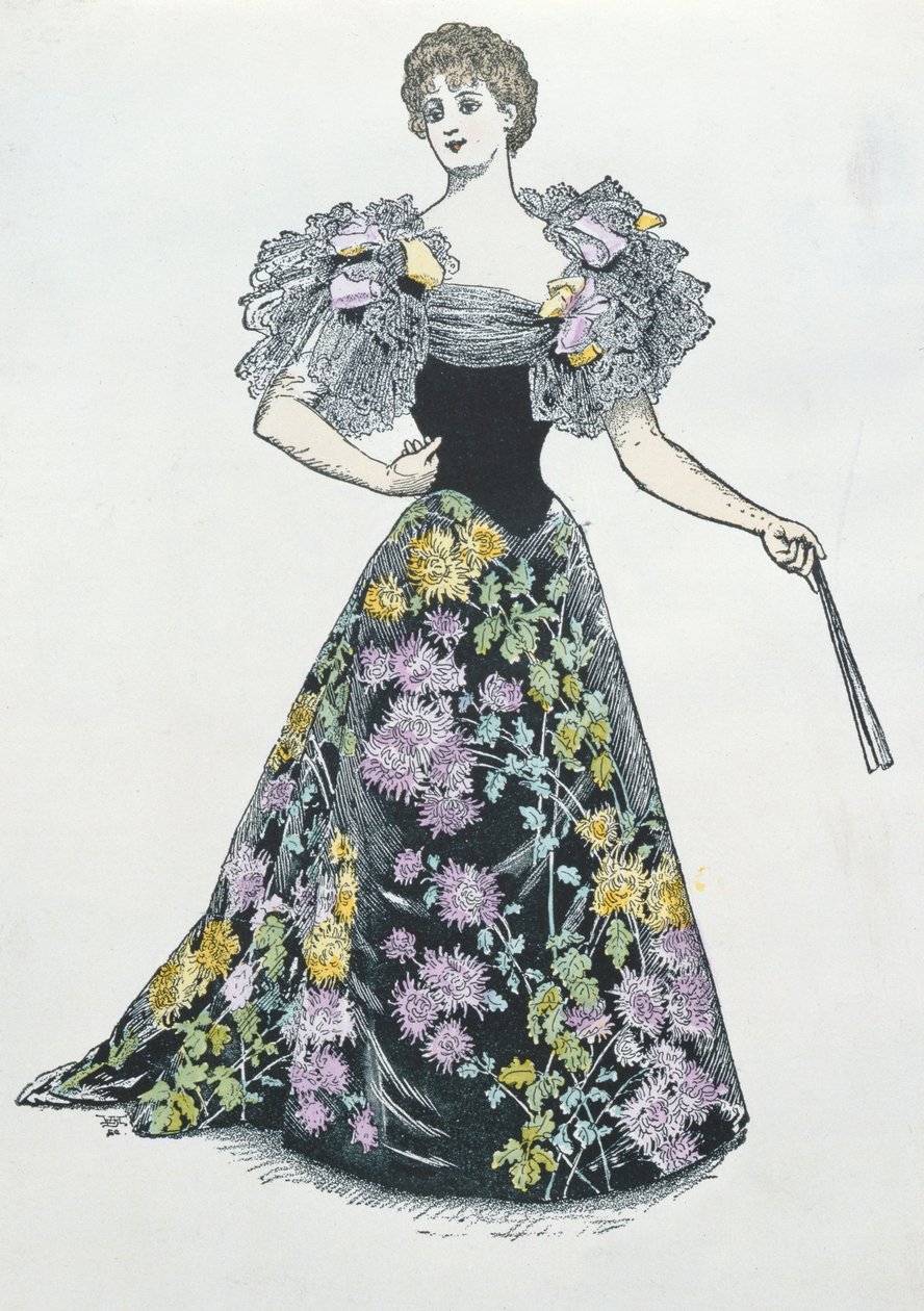 Suknia wieczorowa z motywem chryzantemy, 1894 autorstwa French School