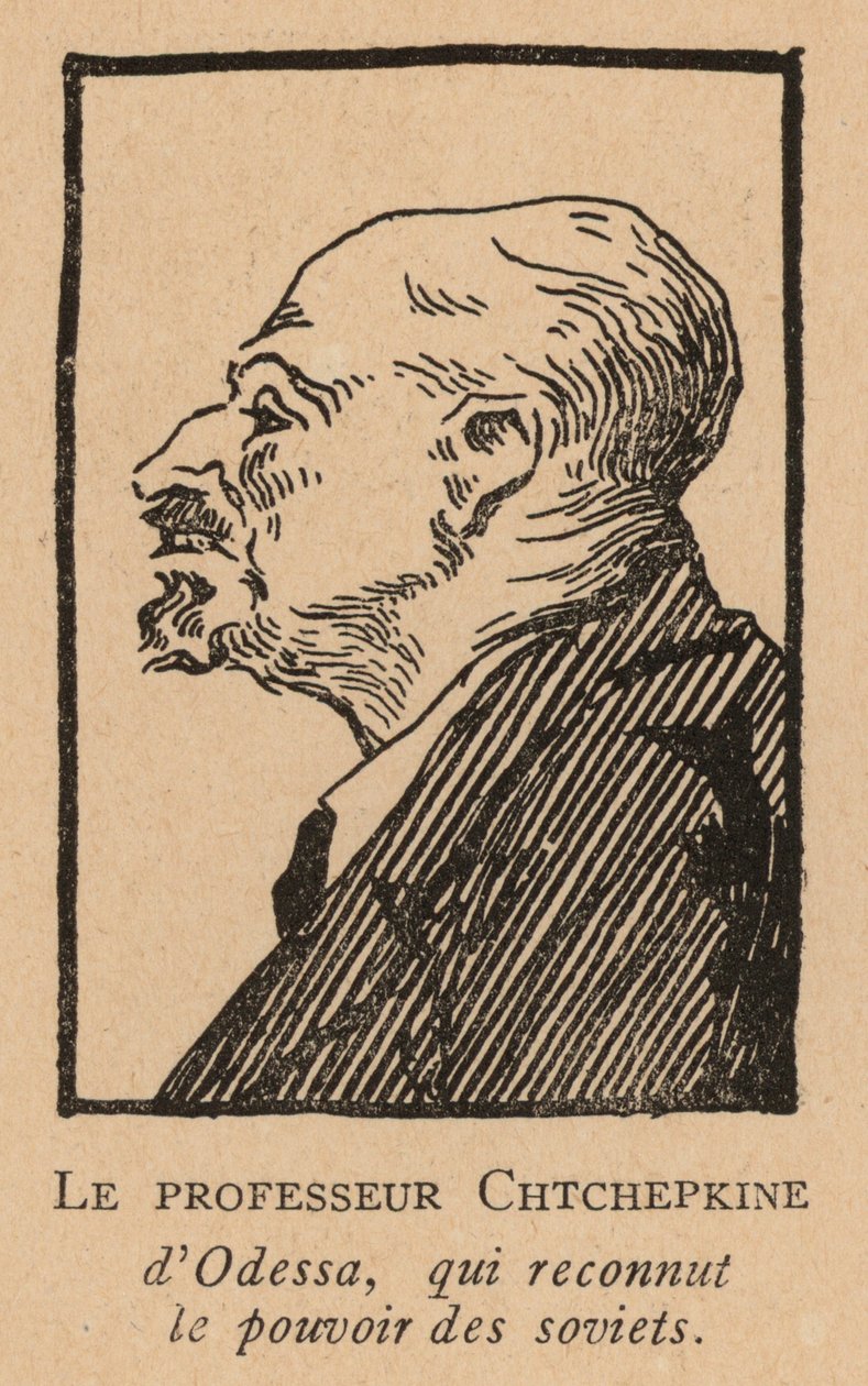 Evgenii Shchepkin, rosyjski profesor, który uznał władzę radziecką w Odessie (litografia) autorstwa French School