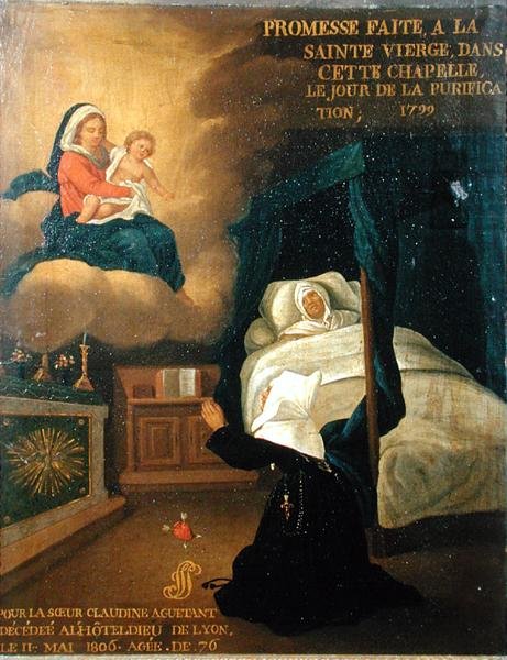 Ex voto dla siostry Claudine Aguetant, która zmarła w szpitalu ogólnym w Lyonie autorstwa French School