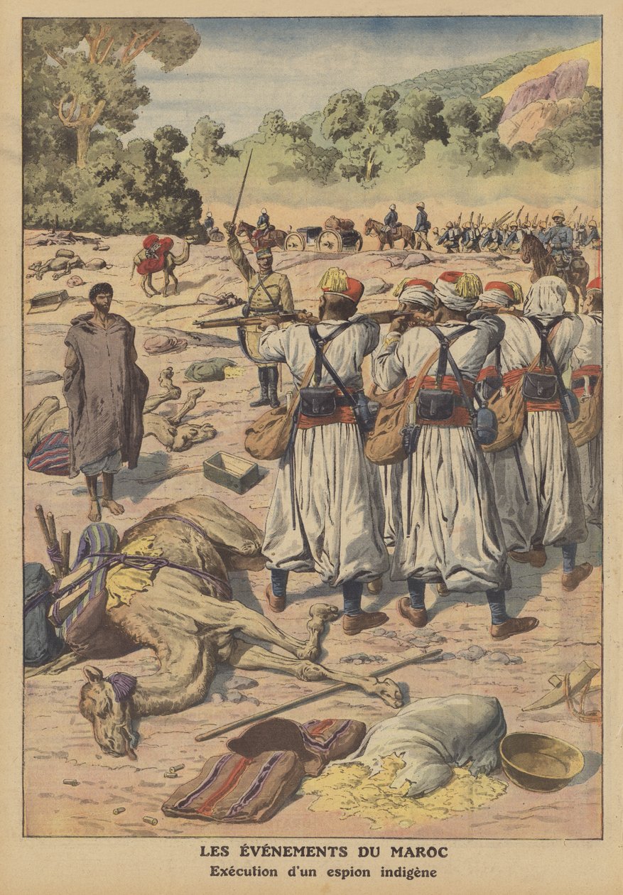 Egzekucja rodzimego szpiega w Maroku (kolorowa litografia) autorstwa French School
