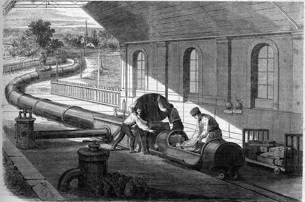 Doświadczenie w transporcie poczty rurami atmosferycznymi, Anglia autorstwa French School