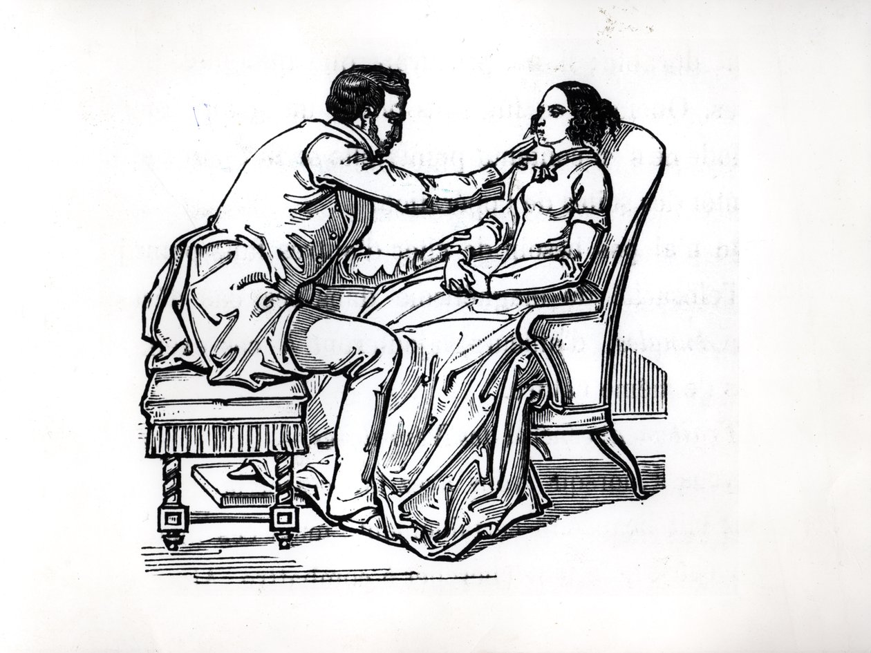 Eksperyment w magnetyzmie zwierzęcym Franza Antona Mesmera (1734-1815) w 1784 r autorstwa French School