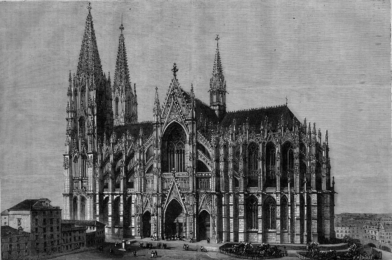 Widok zewnętrzny katedry w Kolonii, Niemcy autorstwa French School