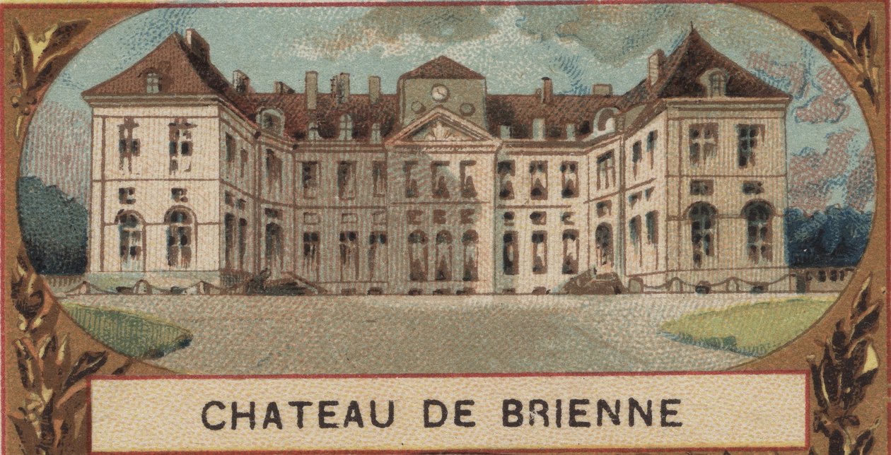Zewnętrzny widok na Chateau de Brienne le Chateau (Brienne-le-Chateau) w Aube (10). Chromolitografia z końca XIX wieku autorstwa French School