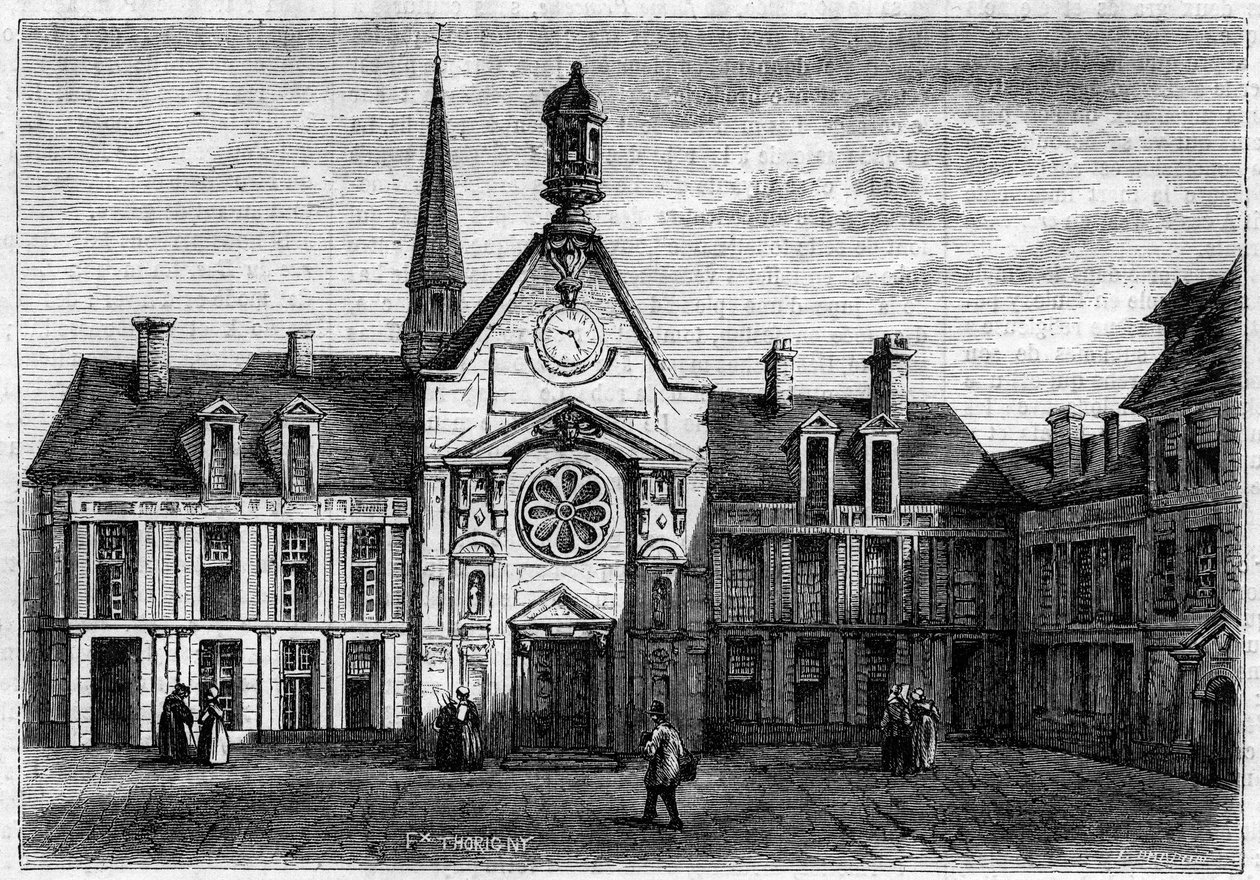 Zewnętrzny widok na Szpital Nieuleczalnie Kobiet, wybudowany w latach 1634-1757 i odrestaurowany w 1861 roku. Nazwij też Szpital Laennec. Paryż autorstwa French School