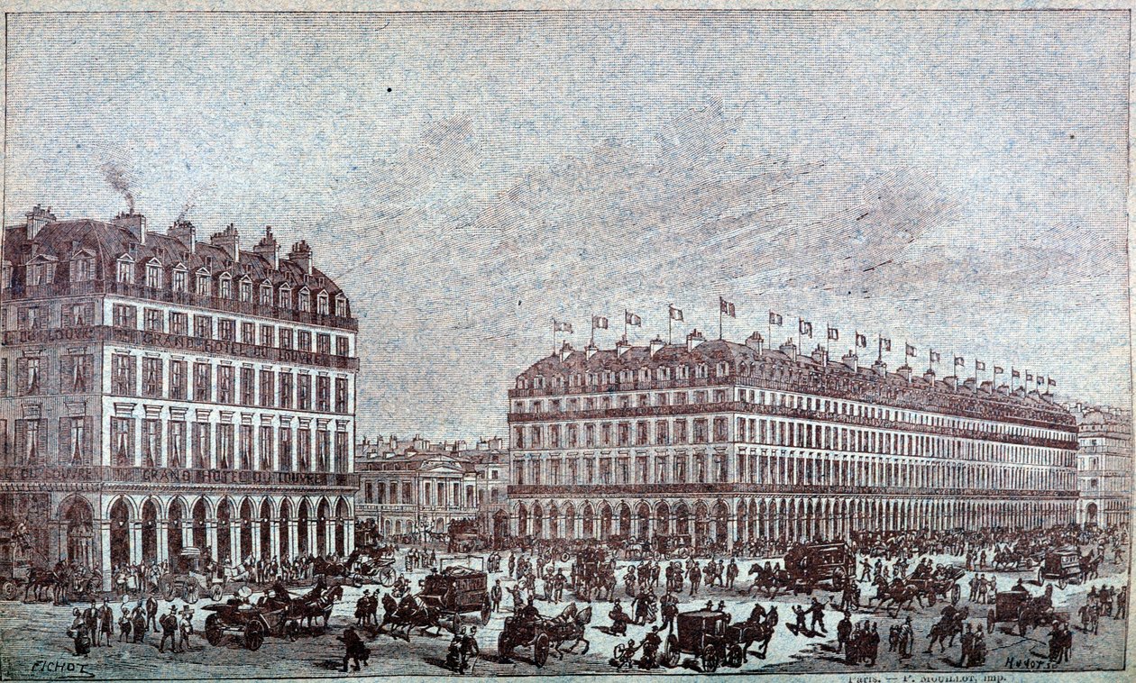 Zewnętrzny widok domów towarowych Luwru autorstwa French School