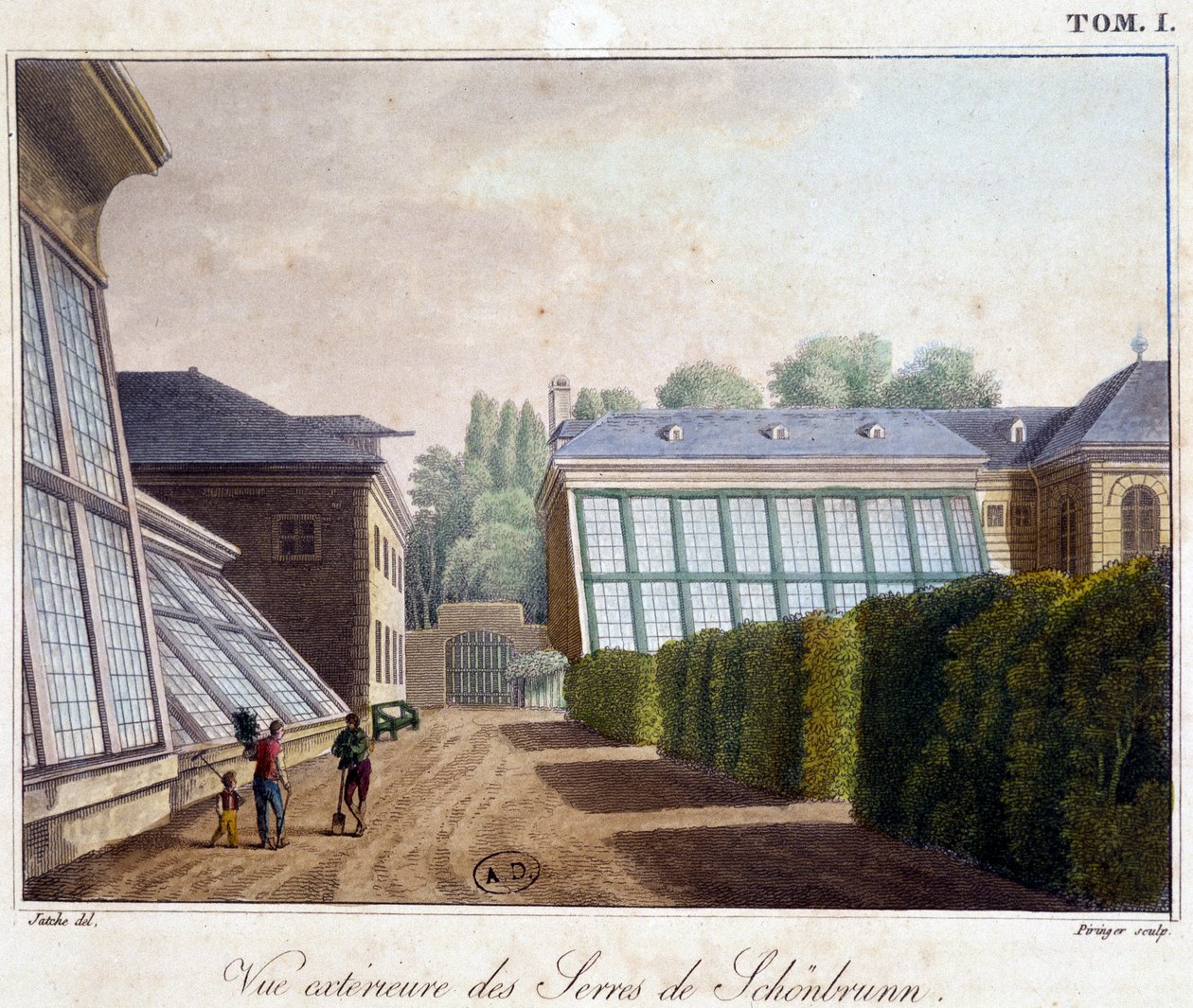 Zewnętrzny widok szklarni Sch¿nbrunn - w „”Malownicza podróż po Austrii”” hrabiego Alexandre de Laborde, Paryż, Didot l
