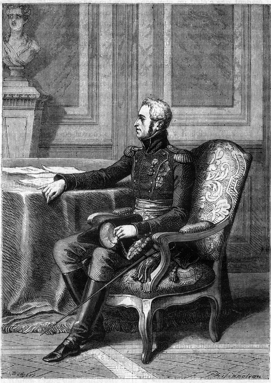 FRYDERYK VI Z DANII - Portret króla Danii Fryderyka VI (1768-1839) - w „Historia imperium po dziejach konsulatu” Adolphe Thiers - 1879 - kolekcja prywatna autorstwa French School