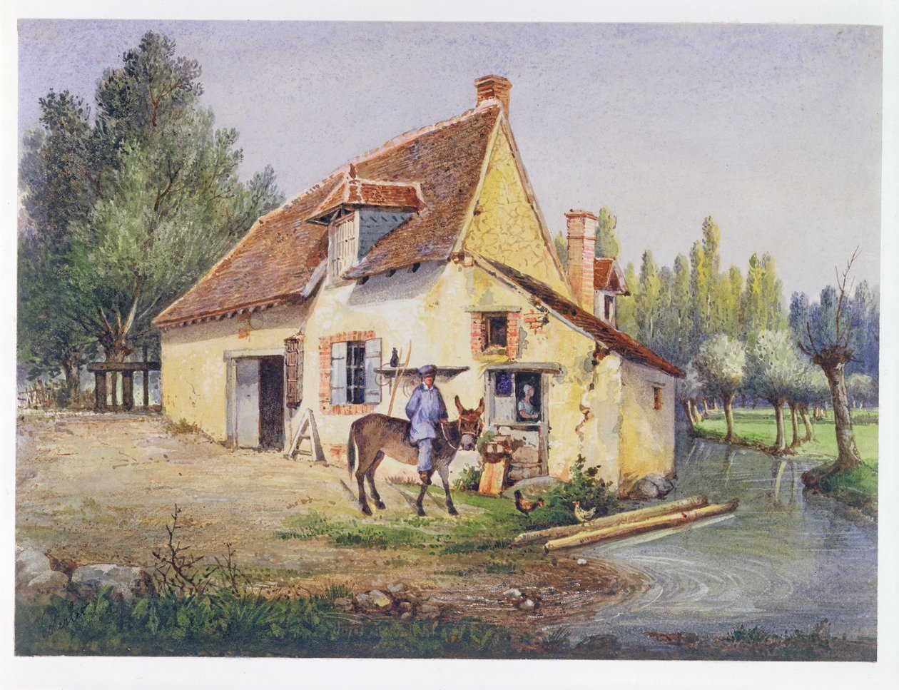 Farma w regionie Epernay, ok. 1850 (wc na papierze) autorstwa French School