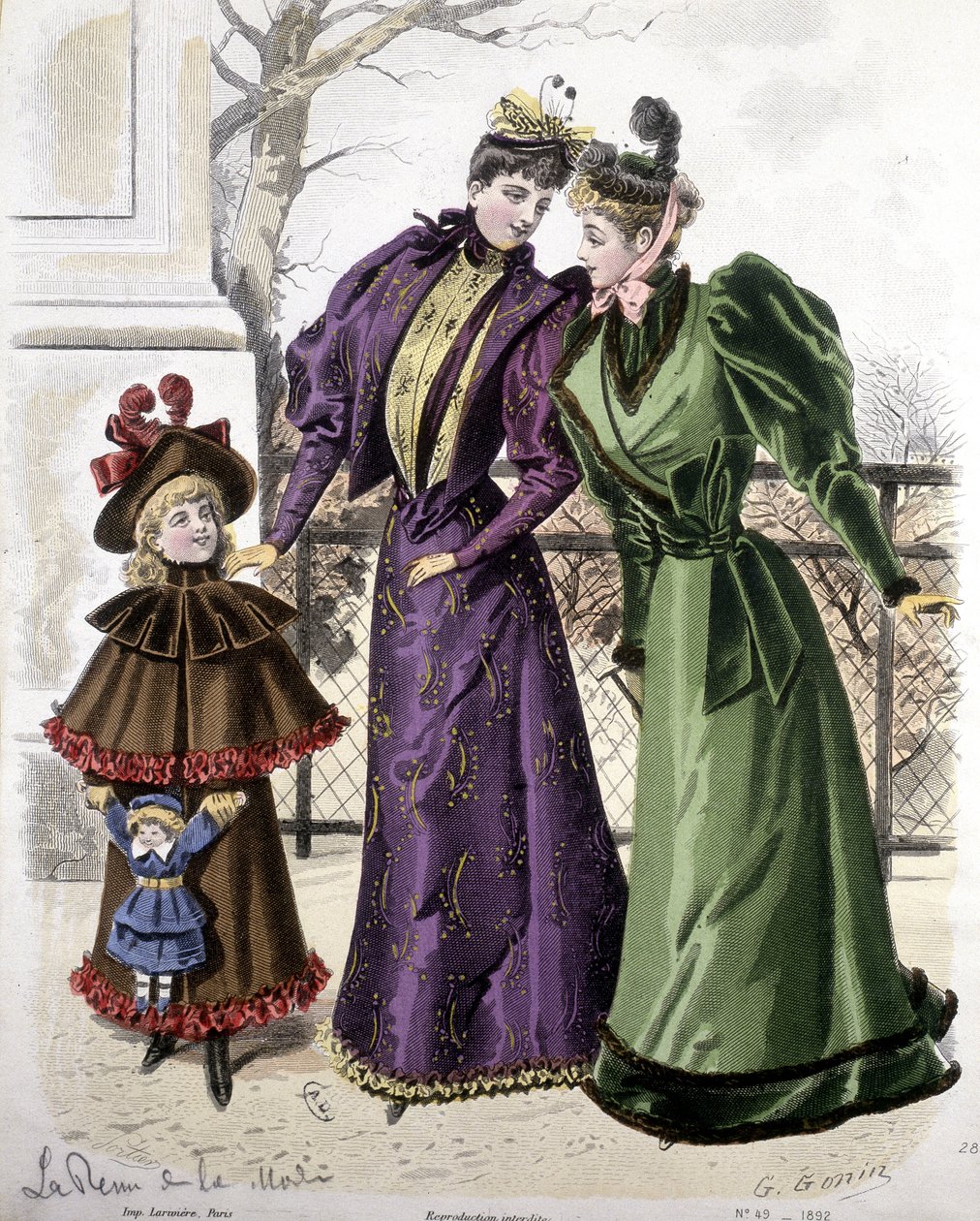 Fason: 2 kobiety i dziewczynka trzymająca lalkę. 1892 autorstwa French School