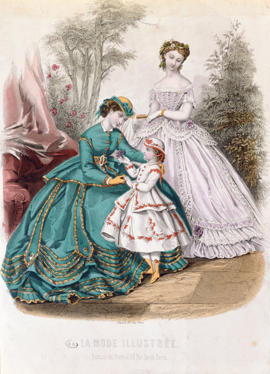 Talerz modowy z La Mode Illustree, 1865 autorstwa French School