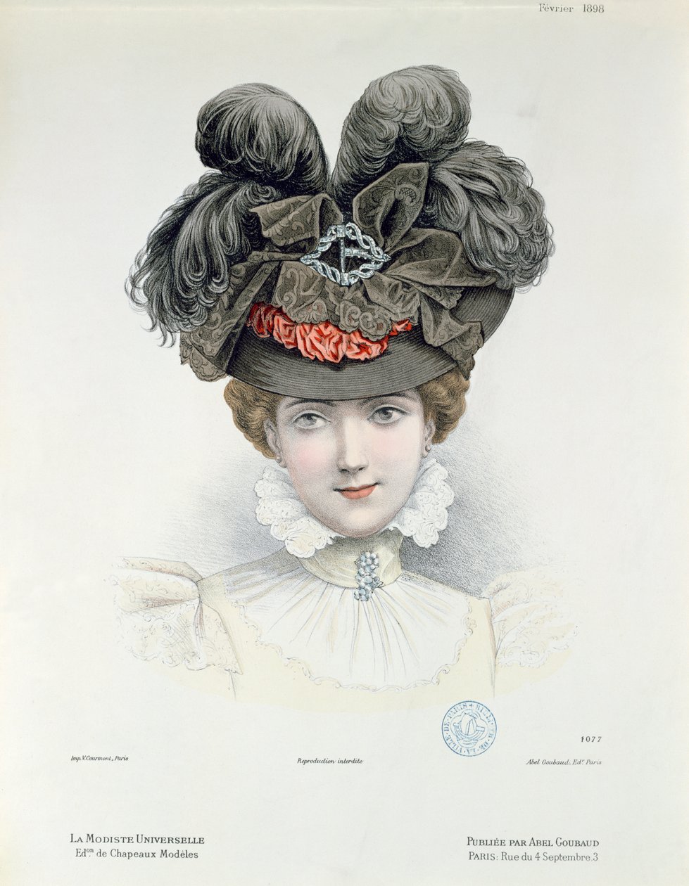 Talerz modowy z La Modiste Universelle, luty 1898 autorstwa French School