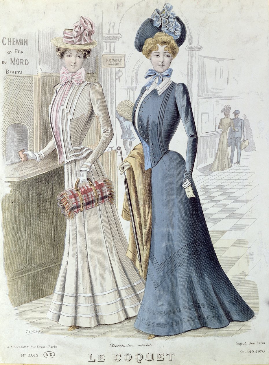 Modne panie w kasie dworca Gare du Nord w Paryżu, ok. 1900 autorstwa French School