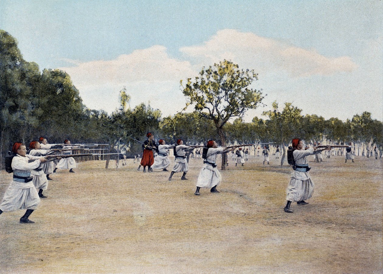 Szermierka przy Baionette-in „Album militaire”” - Zouaves autorstwa French School