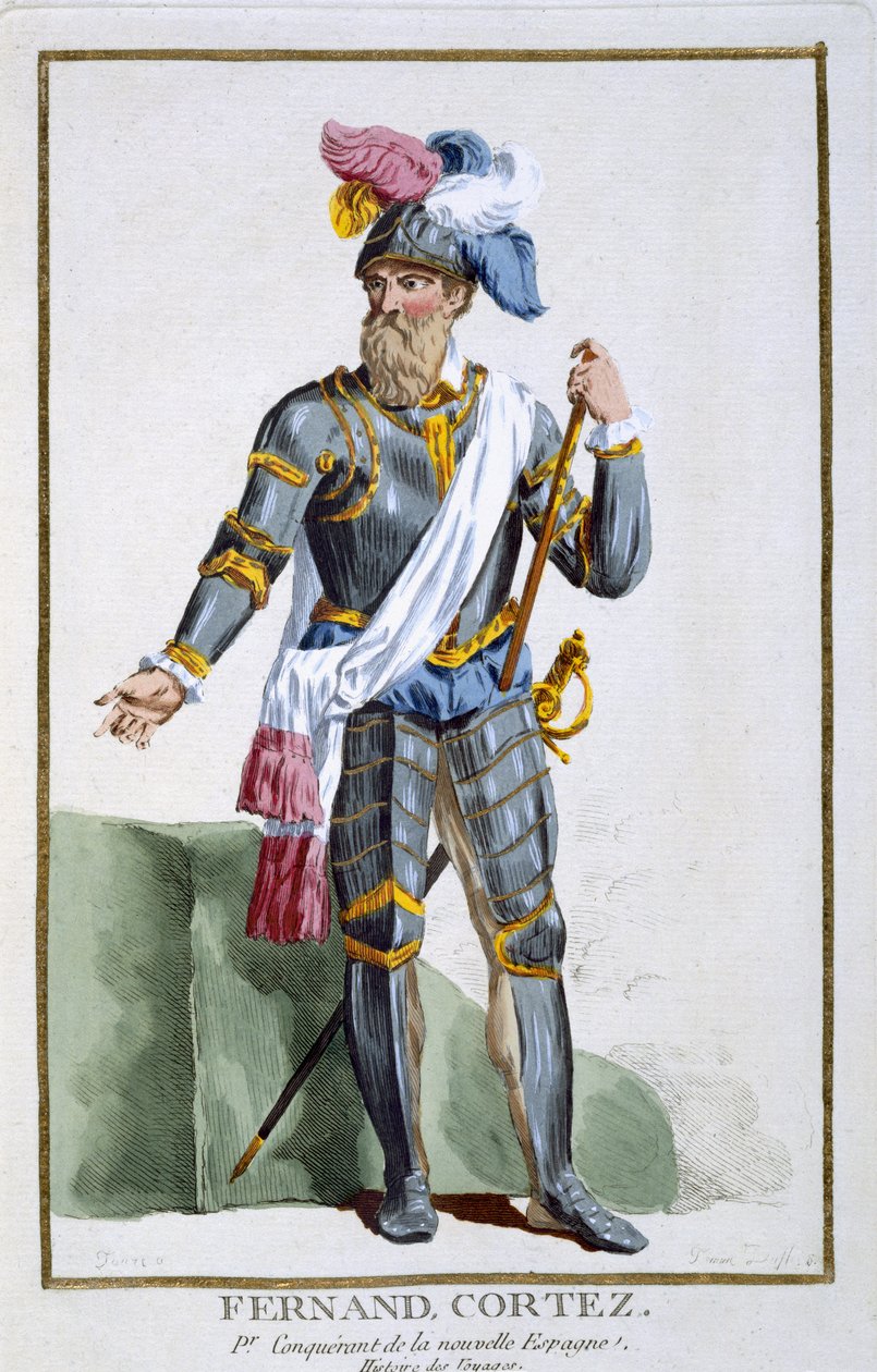Fernand Cortez (1485-1547), rytowany przez Pierre