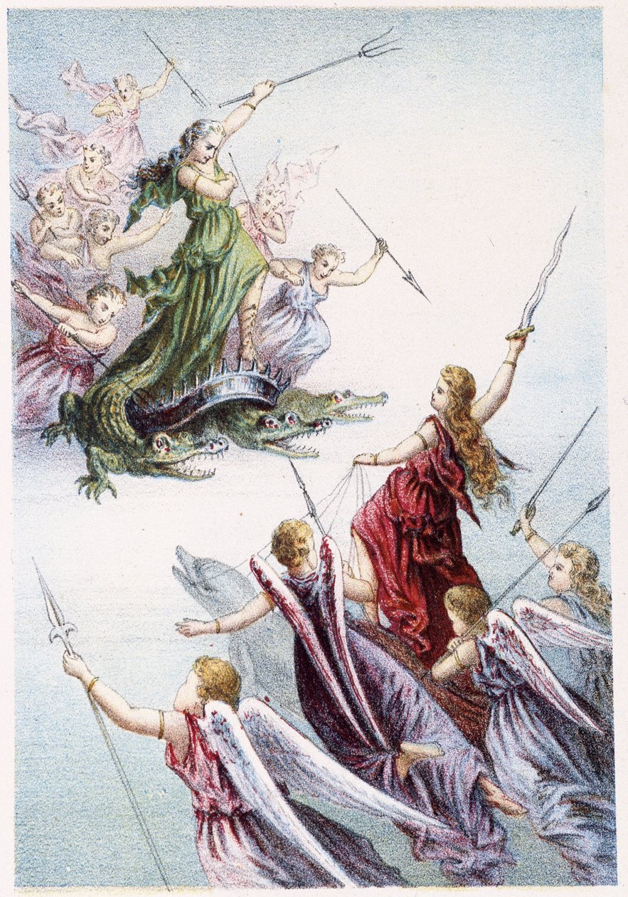 Walcz między złymi i dobrymi duchami morza - w „Podróży na dno morza” H. de la Blanchère. Paryż, wyd. Jouvet et Cie, sd. 1880. autorstwa French School