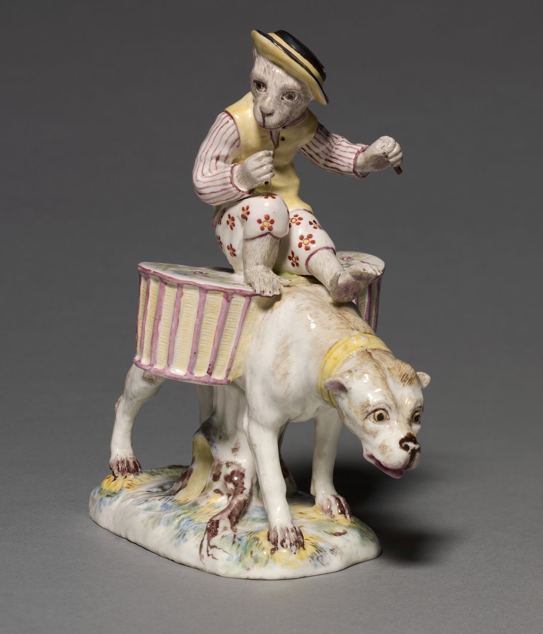 Figura małpy na psie, producent Mennecy-Villeroy Factory, Francja, ok. 1760 r. autorstwa French School