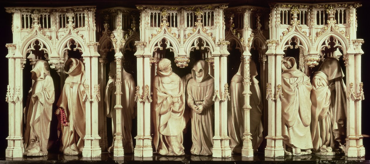 Figury mnichów z grobu Filipa Śmiałego, księcia Burgundii (1342-1404), autorstwa Jeana de Marville (zm.1389), Clausa Slutera (zm.14056) i Clausa de Werve (ok.1380-1439), zlecone dla klasztoru autorstwa French School