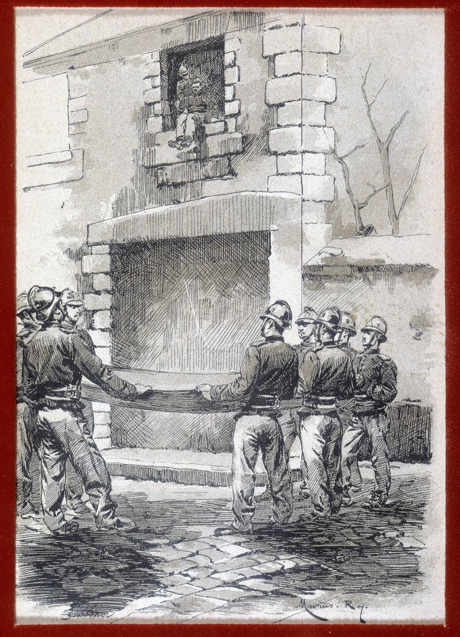 Strażacy, Koc ratunkowy, b.d. początek XIX wieku. autorstwa French School
