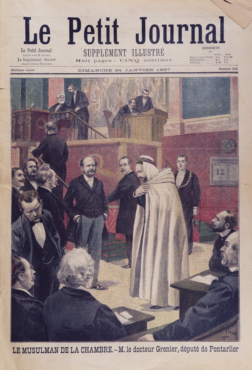 Pierwszy deputowany muzułmański w Zgromadzeniu Francuskim, dr Philippe Grenier, ilustracja na okładce Le Petit Journal, 24 stycznia 1897 autorstwa French School