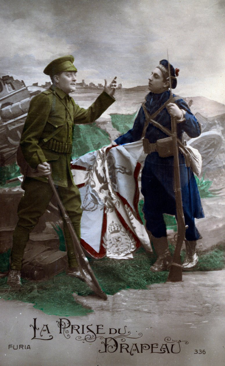Pierwsza wojna światowa: Pocztówka "Flaga" 1914 (zdjęcie) autorstwa French School