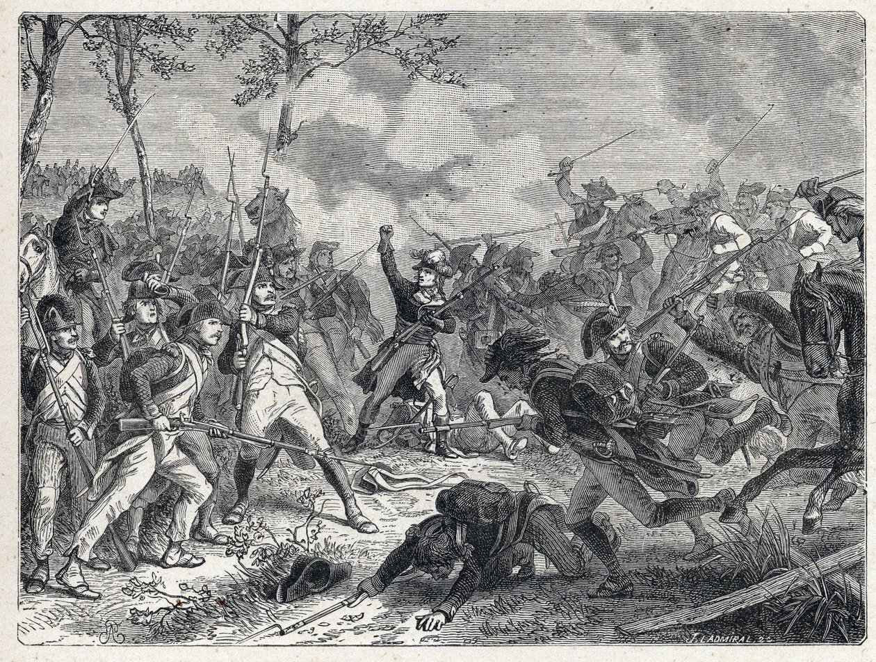 Pierwsza koalicja: Lazarus Nicolas Marguerite Carnot (1753-1823) podczas bitwy pod Wattignies przeciwstawiającej się wojskom francuskim armii austriackiej 16 października 1793 r. autorstwa French School