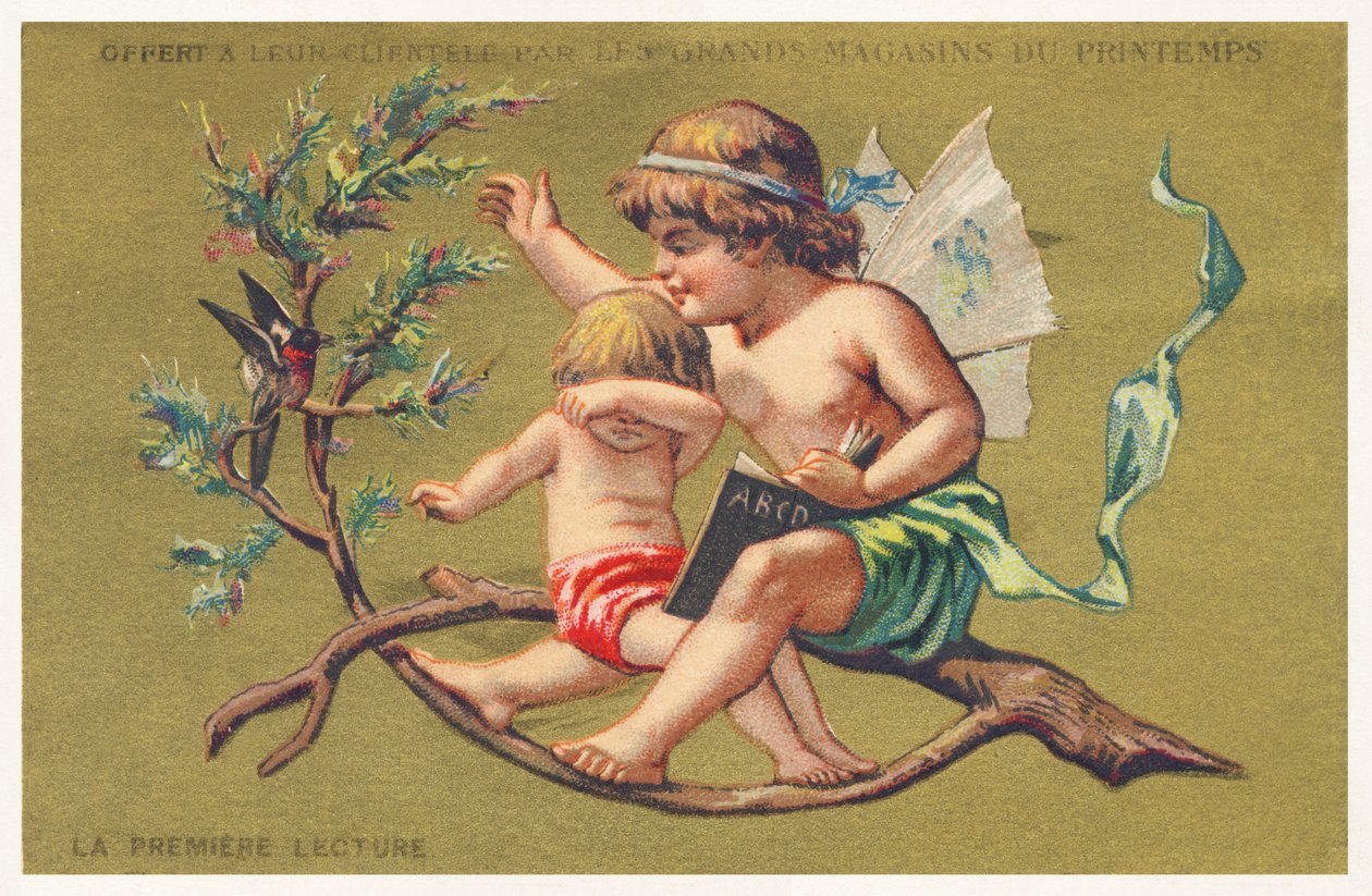 Pierwsze czytanie, koniec XIX wieku (chromo) autorstwa French School