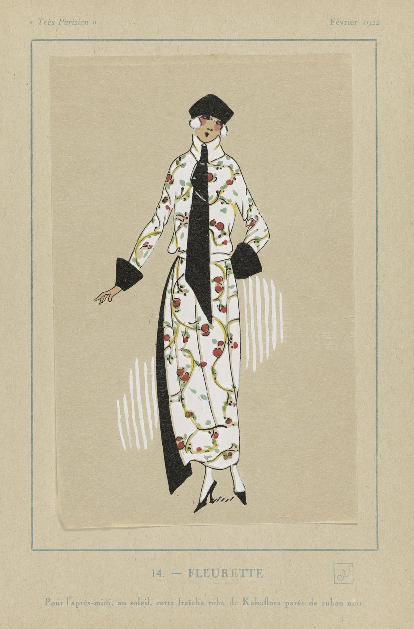 Fleurette, z Tres Parisiens, wyd. 1922 (druk szablonowy) autorstwa French School