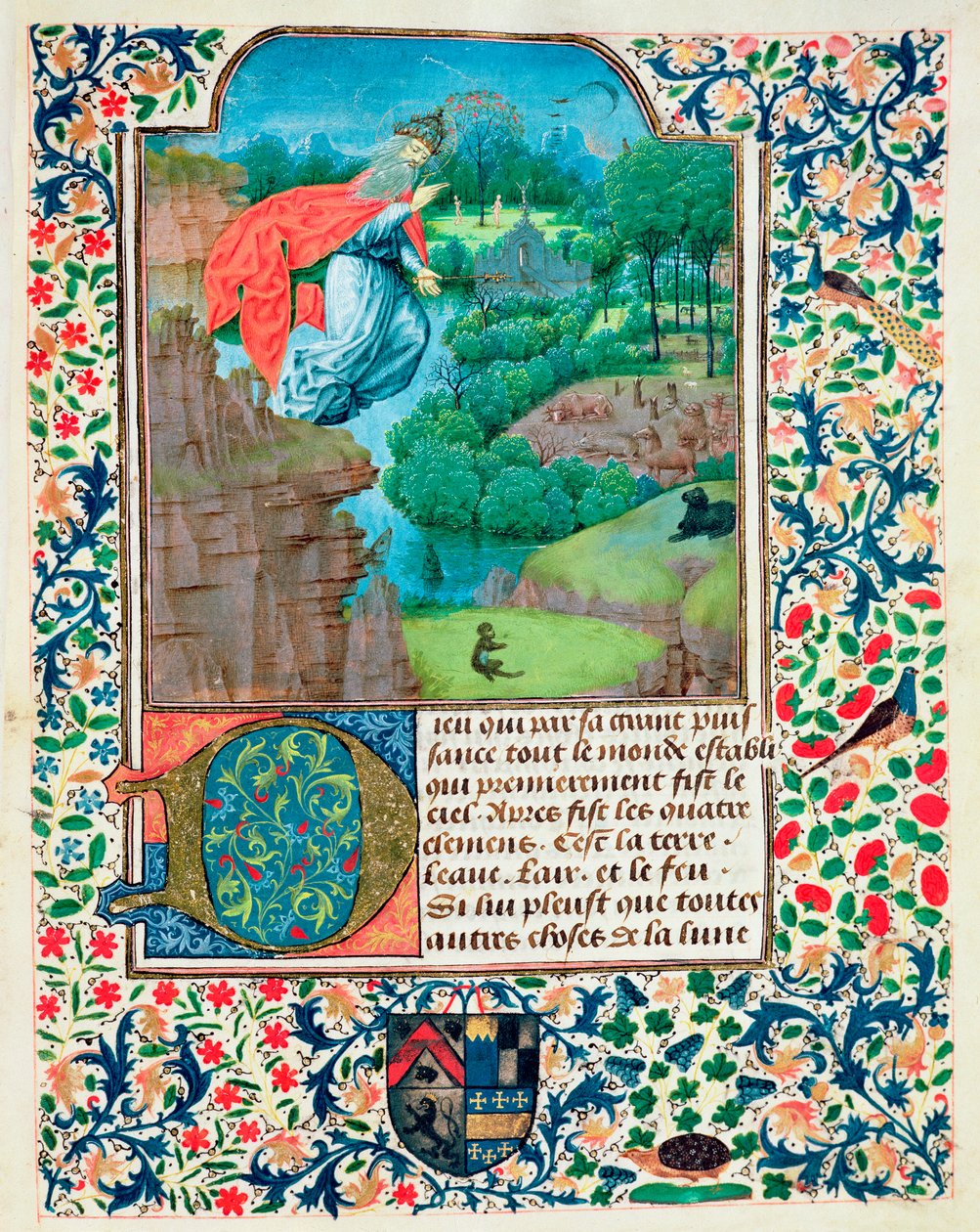 Fol.1 Stworzenie świata, z Traite de Medecine autorstwa Aldebrande de Florence, 1356 autorstwa French School