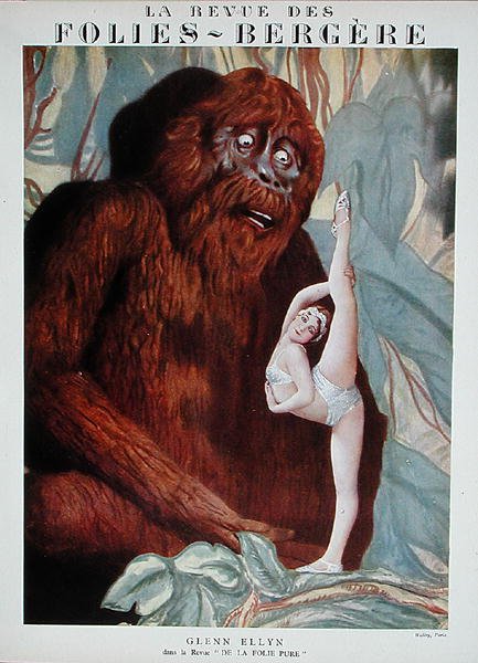 Folies Bergere Program do rewii „De La Folie Pure”, inspirowany filmem „King Kong” z udziałem Glenna Ellyna autorstwa French School