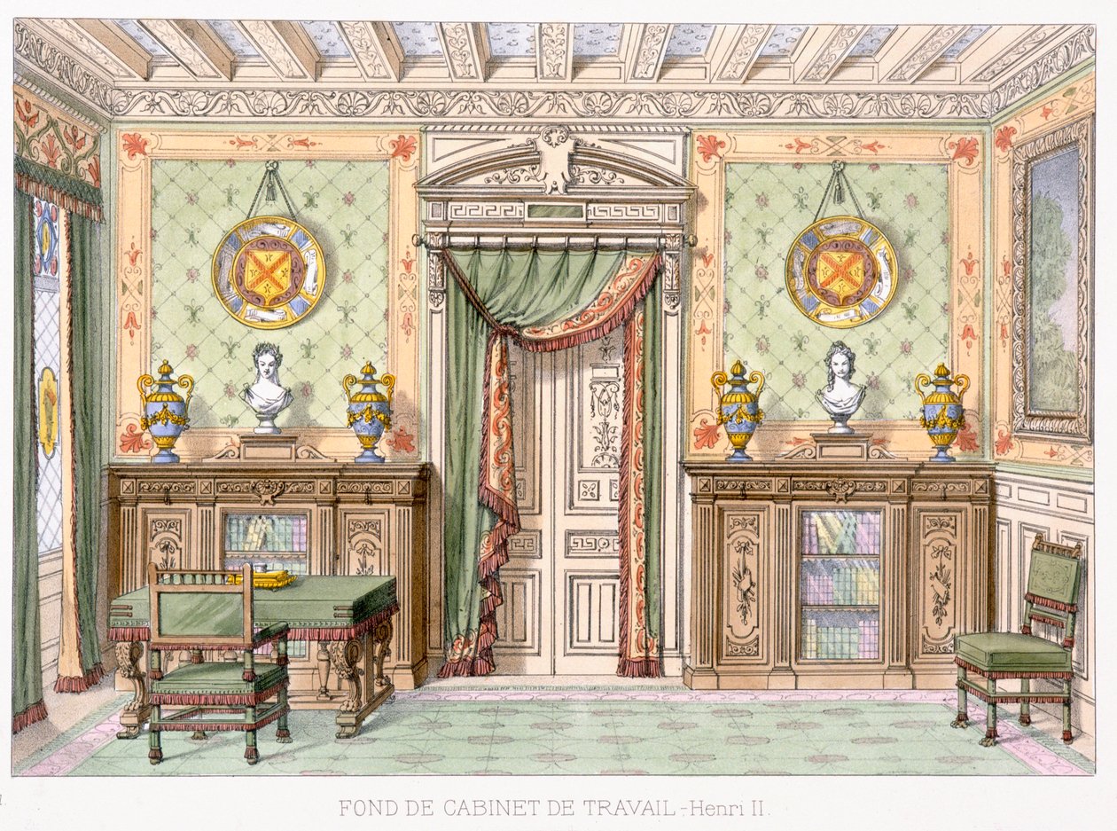 Fond de Cabinet de travail w stylu Henryka II z Le Gared-Meuble, autorstwa French School