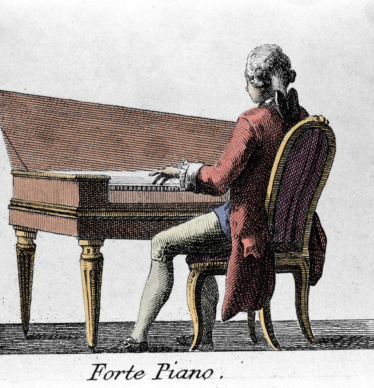Forte pianista. Rycina z końca XVIII wieku. autorstwa French School