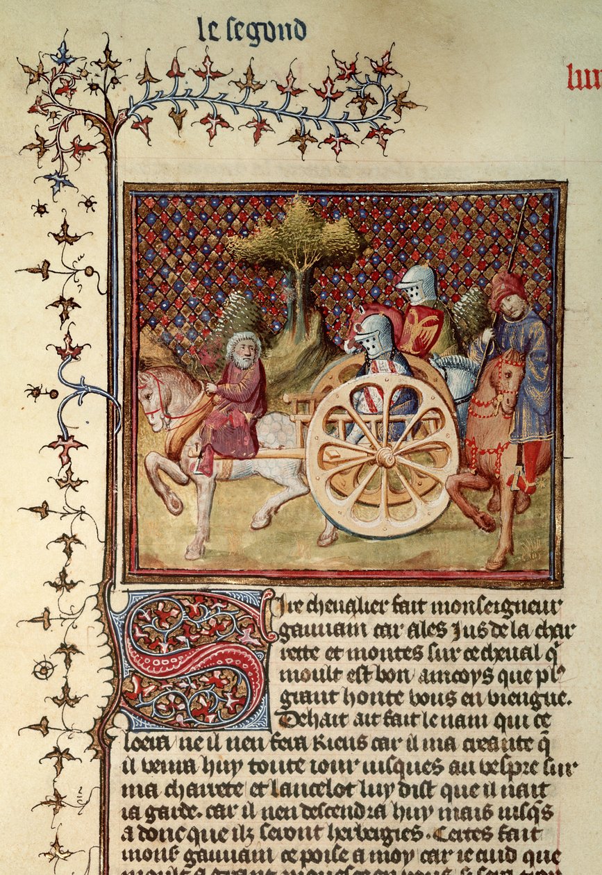 Fr.119 fol.312v Lancelot, Rycerz Wozu, 1344 autorstwa French School