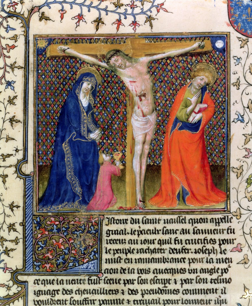 Fr.120. f.520 Józef z Arymatei zbierający Krew Ukrzyżowanego z La Quite de Saint Graal autorstwa French School