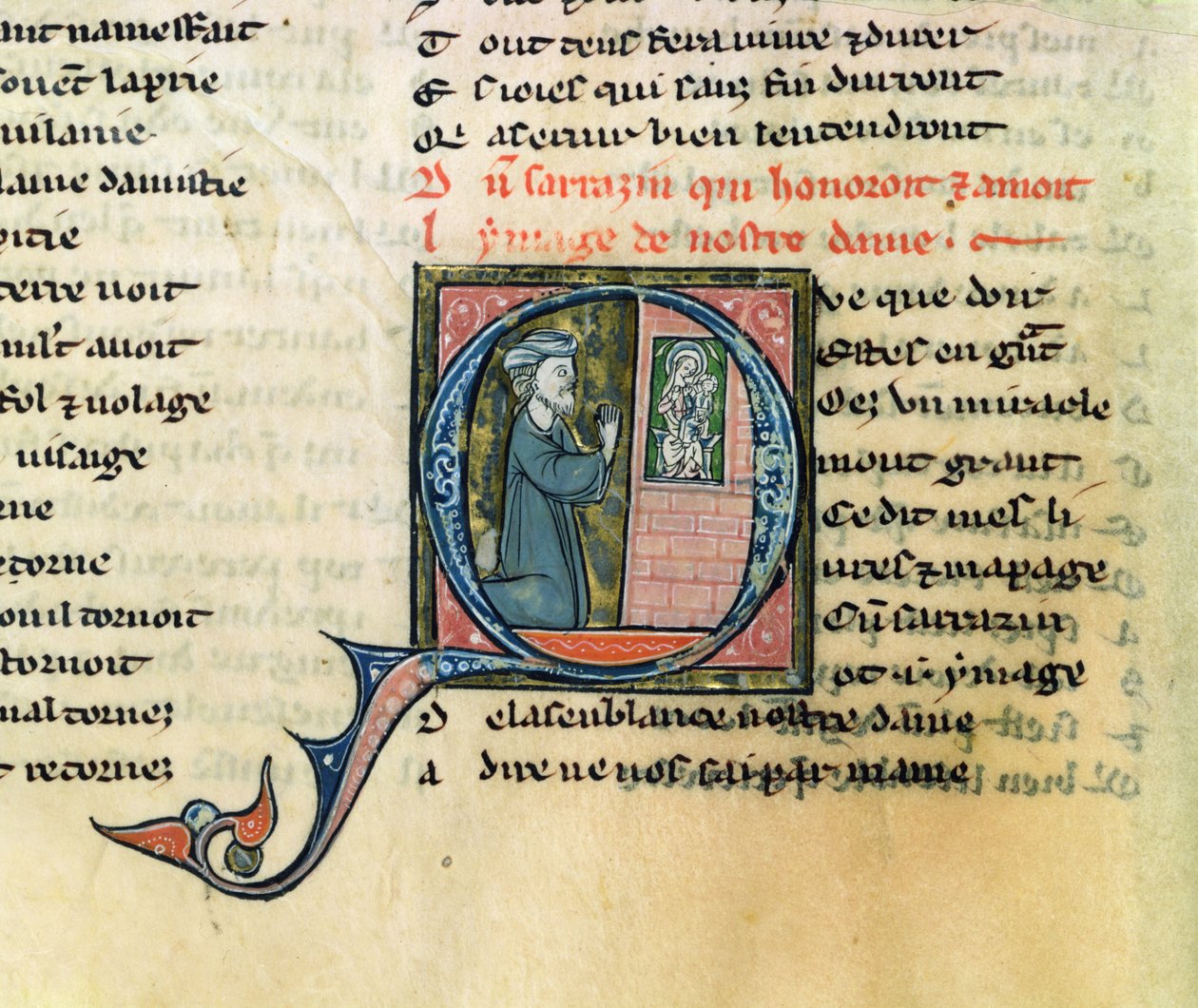 Fr.1533 f.100v Saracen nawrócony przez obraz Matki Boskiej z La Vie Nostre Dame autorstwa French School