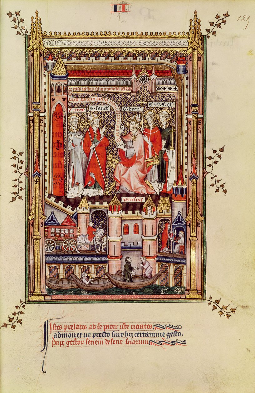 Ks 2091 fol.125 św. Saintin i św. Antonin, wezwani do napisania historii życia św. Denisa, z Vie de St. Denis, 1317 autorstwa French School