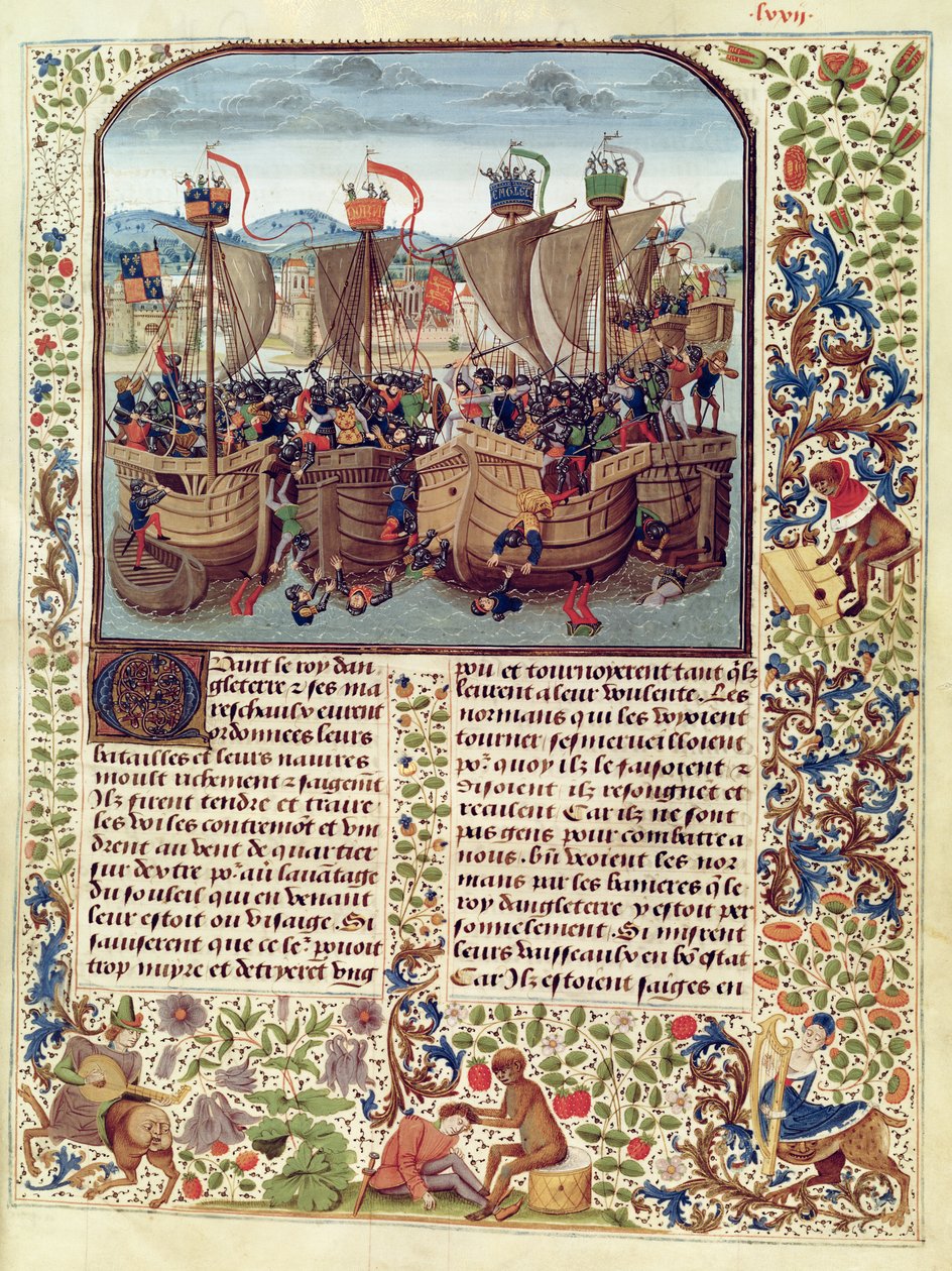 Fr 2643 f.82 Bitwa pod Ecluse, 24 czerwca 1340, z Kroniki Froissarts autorstwa French School