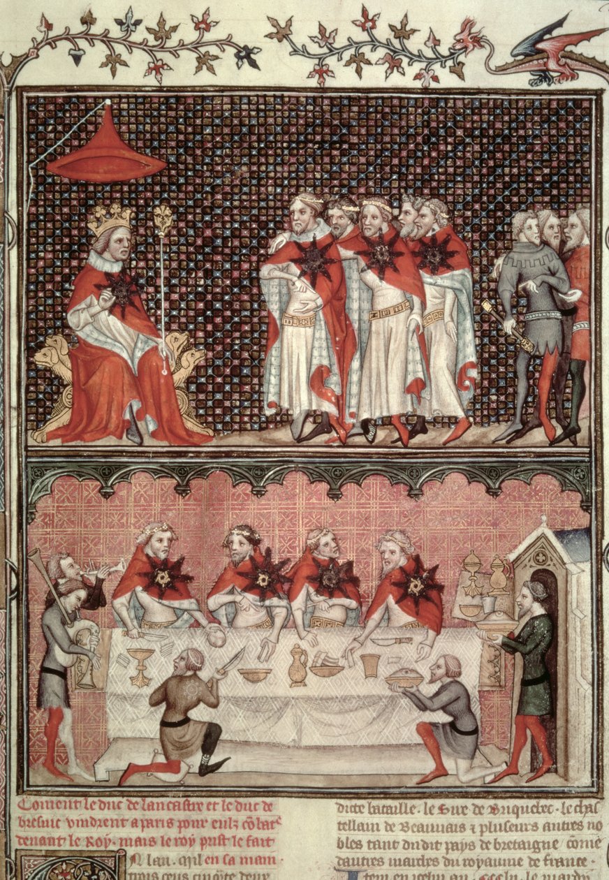Ks 2813 fol.39 Delfin Karol (1338-80) i Deputowani Trzech Państw, z Grandes Chroniques de France, 1375-79 autorstwa French School
