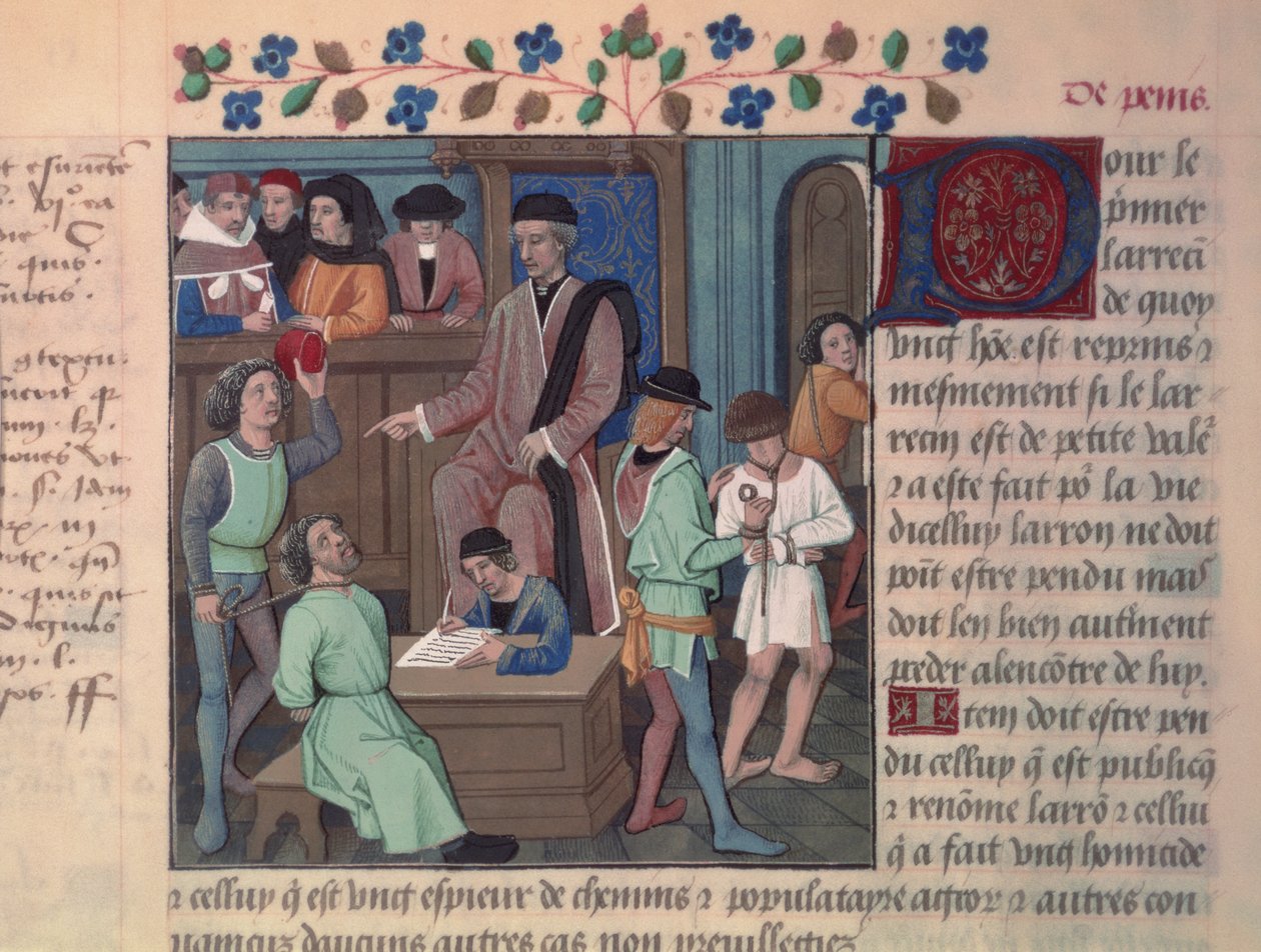 Fr 4367 f.55v Sędzia przesłuchujący więźniów autorstwa French School