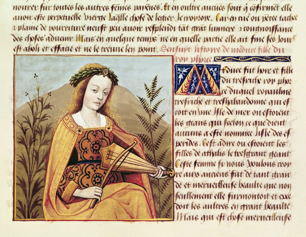 Fr 599 f.19 Kobieta grająca na wiolonczeli, z „Des Cleres et Nobles Femmes” autorstwa French School