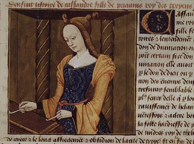 Fr 599 f.29 Cassandra grająca na cytrze, z „Des Cleres et Nobles Femmes autorstwa French School