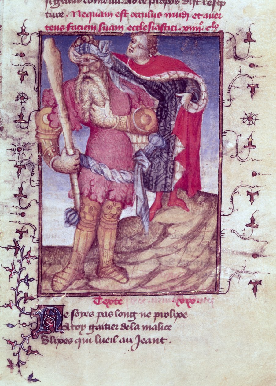 Fr 606 f.11 Ulisses przebijający oko Cyklopa, z Epitre dOthea, autorstwa Epitre Master, c.1406 autorstwa French School
