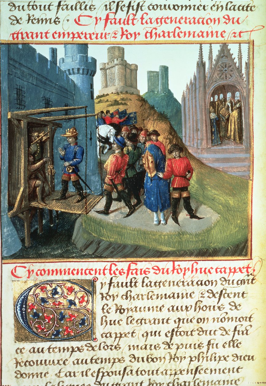 Fr 6465 f.165v Hugues Capet, książę Francji i biskup Asselin autorstwa French School