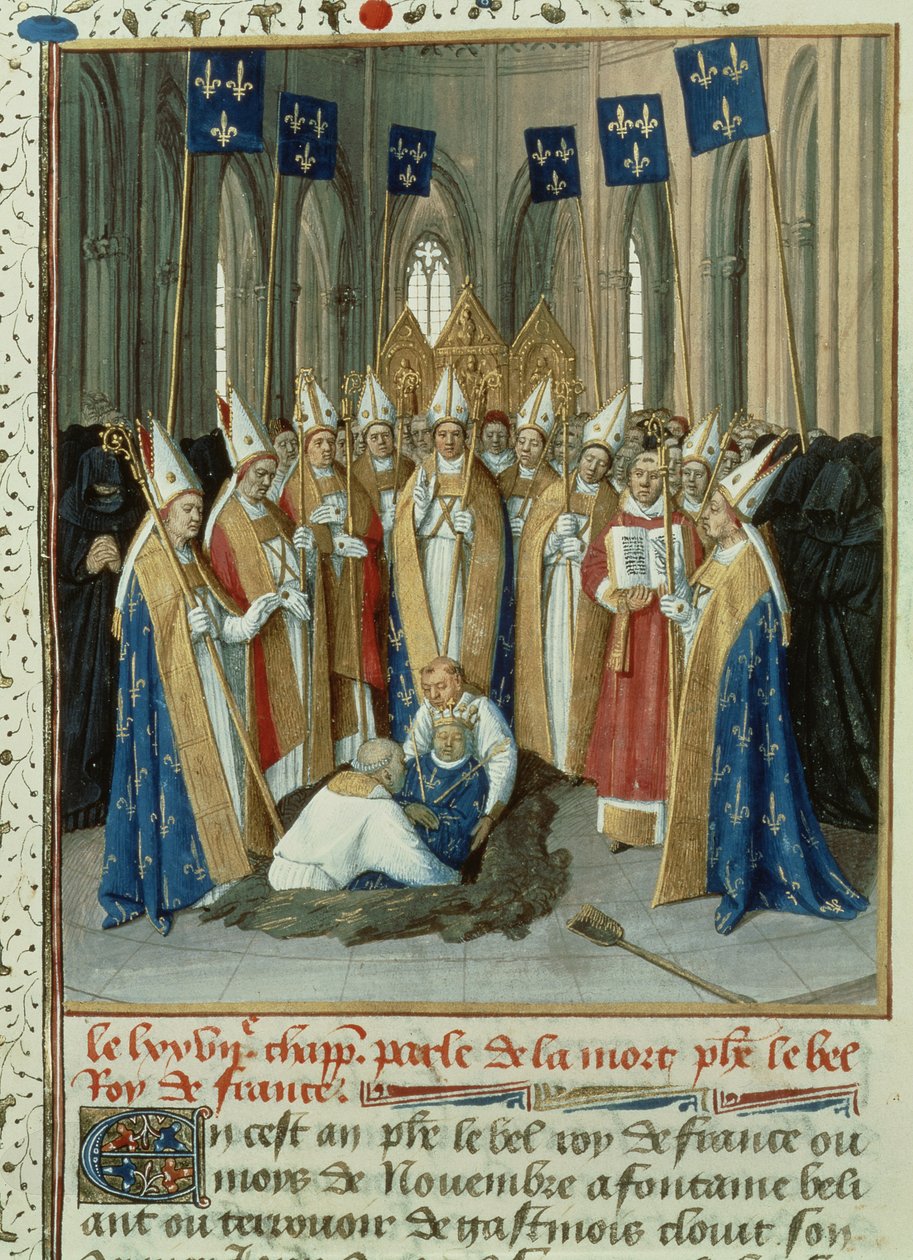 Fr 6465 f.323 Pogrzeb Philippe Le Bel (1268-1314) w St. Denis autorstwa French School