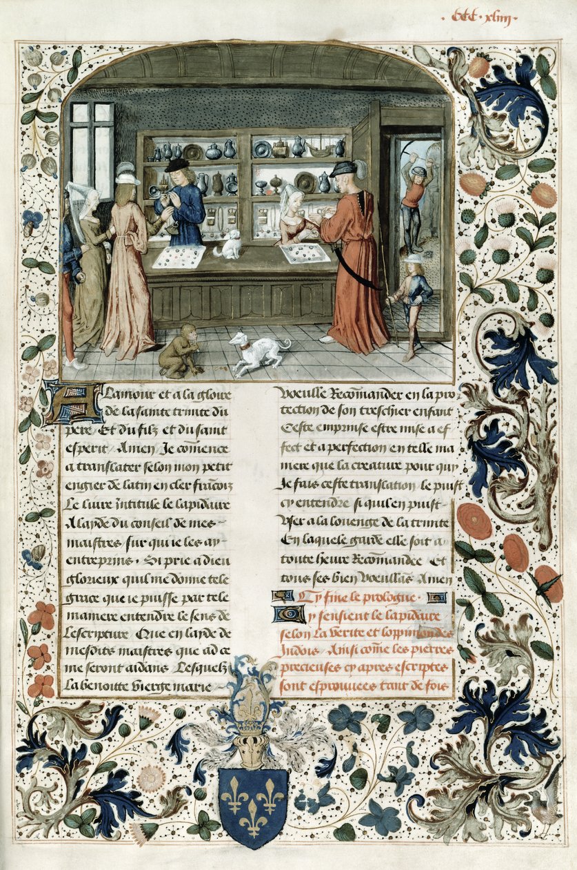 Fr 9136 f.344 Sklep jubilerski, z Lapidaire de Mandeville autorstwa French School