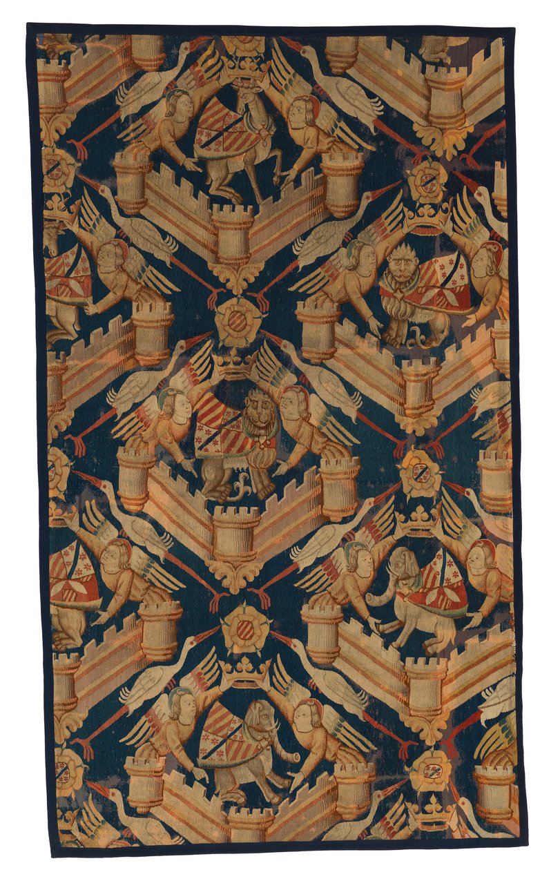 Fragment gobelinu heraldycznego przedstawiającego herb Beauforta, Turenne i Comminges, wykonanego w Paryżu lub Arras (wełna) autorstwa French School